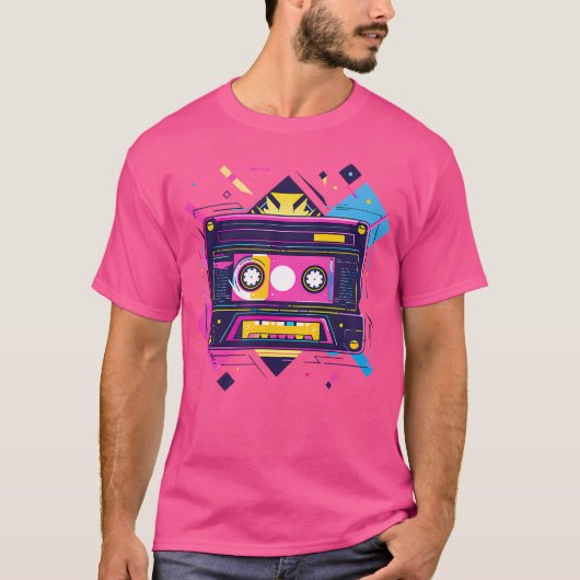 Geometrisches Design des Kassettenbandes 90S Rb T-Shirt (Vorderseite)