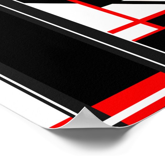 Geometrisches Design des Schwarz-weißen roten Komp Poster (Ecke)