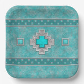 Geometrisches Design für den Südwestturquoise Pappteller (Vorderseite)