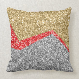 Geometrisches Design für Glitzer mit Gold- und Rot Kissen