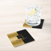 Geometrisches Design für Gold und Schwarz Rechteckiger Pappuntersetzer (Vor Ort)