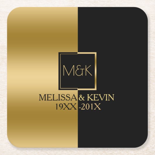 Geometrisches Design für Gold und Schwarz Rechteckiger Pappuntersetzer (Vorderseite)