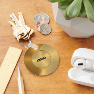 Geometrisches Design für Metallic Gold und Kupfer Schlüsselanhänger