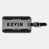 Geometrisches Design für Metallic-Graue Textur Gepäckanhänger (Vorderseite horizontal)