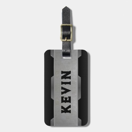 Geometrisches Design für Metallic-Graue Textur Gepäckanhänger (Vorderseite vertikal)