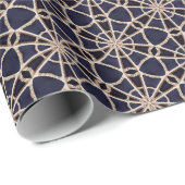 Geometrisches Design für Navy und Gold Geschenkpapier (Rolleneckpunkt)