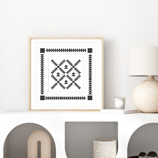 Geometrisches Design für Quilblöcke in Schwarz und Poster