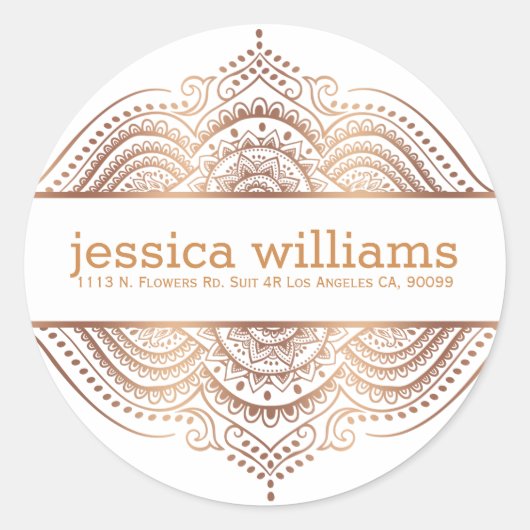 Geometrisches Design für Rose-Gold-Spitzen-Floral- Runder Aufkleber (Vorderseite)