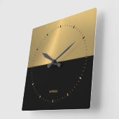 Geometrisches Design für Schwarz und Gold-Split Quadratische Wanduhr (Winkel)