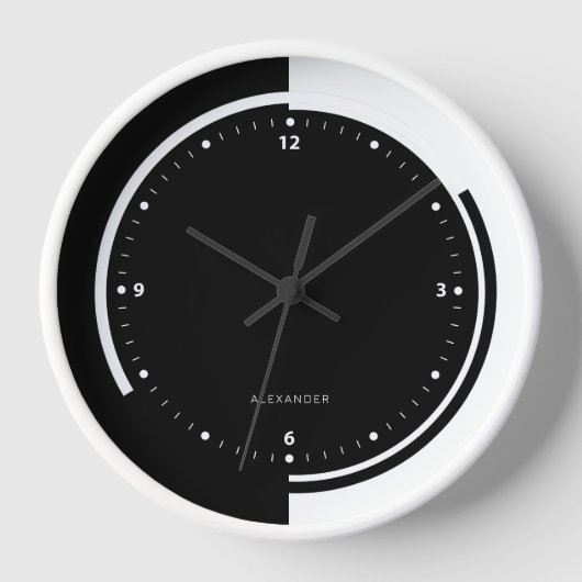 Geometrisches Design für Schwarzweißbilder Uhr (Vorderseite)