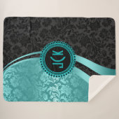 Geometrisches Design für Türkisblau und schwarze D Sherpadecke (Vorderseite (Horizontal))