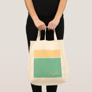 Geometrisches Design, gelb und Aquamarin, Name Tragetasche
