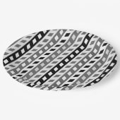 Geometrisches Design, grau, schwarz, weiß, Pappteller (Schrägansicht)