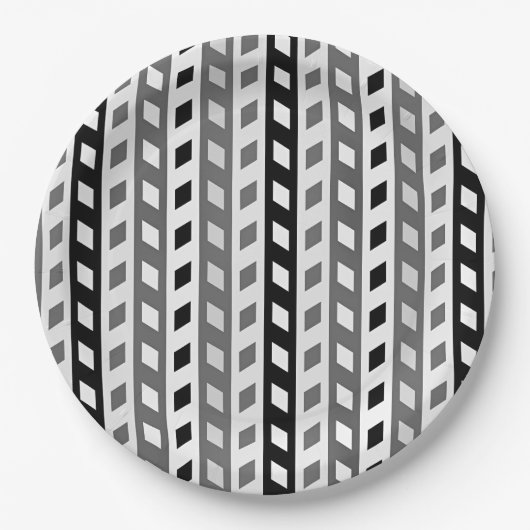 Geometrisches Design, grau, schwarz, weiß, Pappteller (Vorderseite)