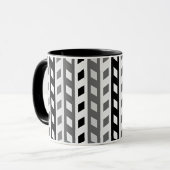 Geometrisches Design, grau, schwarz, weiß, Tasse (Vorderseite Links)