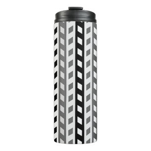 Geometrisches Design, grau, schwarz, weiß, Thermosbecher