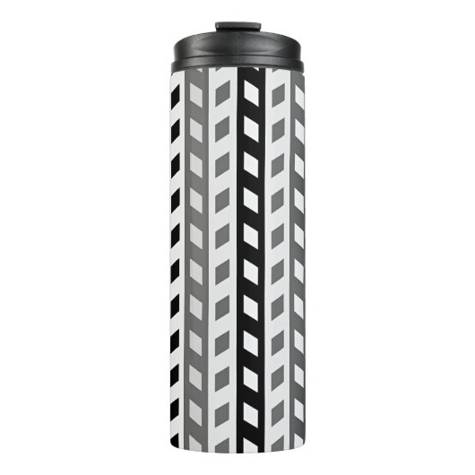 Geometrisches Design, grau, schwarz, weiß, Thermosbecher (Vorderseite)