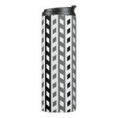 Geometrisches Design, grau, schwarz, weiß, Thermosbecher (Nach links gedreht)