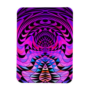 Geometrisches Design Helllila Schwarz Fraktal Magnet