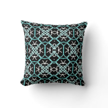 Geometrisches Design in Aqua Blau, Weiß und Schwar