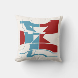 Geometrisches Design in rot-blau, cremefarben, abg Kissen
