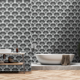 Geometrisches Design in Schwarz und Weiß Tapete