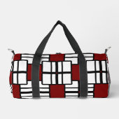 Geometrisches Design in tiefrot, weiß und schwarz Duffle Bag (Vorderseite)