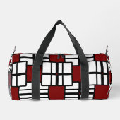 Geometrisches Design in tiefrot, weiß und schwarz Duffle Bag (Rückseite)