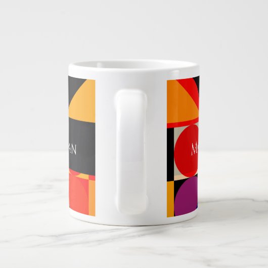 Geometrisches Design, Lila Farbe rot, Name, Vs2 Jumbo-Tasse (Rückseite)