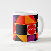 Geometrisches Design, Lila Farbe rot, Name, Vs2 Jumbo-Tasse (Vorderseite Rechts)