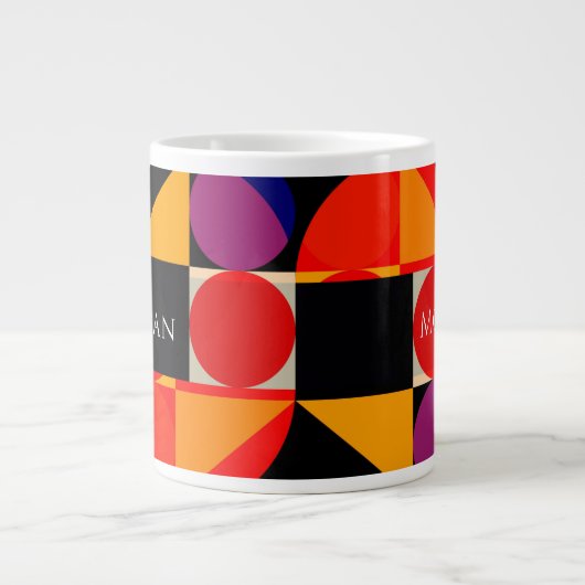 Geometrisches Design, Lila Farbe rot, Name, Vs2 Jumbo-Tasse (Vorderseite)