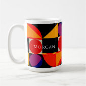 Geometrisches Design, Lila Schwarz, rot, Name Kaffeetasse (Links)