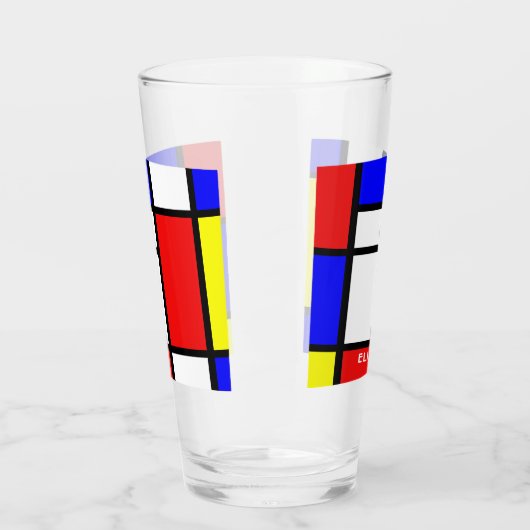 Geometrisches Design Mondrian  Moderne Kunst Glas (Links)