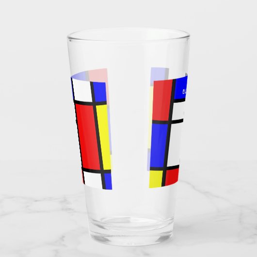 Geometrisches Design Mondrian Moderne Kunst Glas (Rechts)