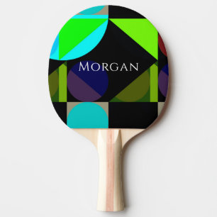 Geometrisches Design, Name, Blau, Aquamarin grün,  Tischtennis Schläger
