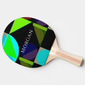 Geometrisches Design, Name, Blau, Aquamarin grün,  Tischtennis Schläger (Seitenansicht)