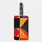 Geometrisches Design, Name, Rot, Schwarz, Orange, Gepäckanhänger (Rückseite vertikal)