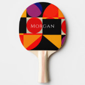 Geometrisches Design, Name, Rot-Schwarz-Orange Lil Tischtennis Schläger (Vorderseite)