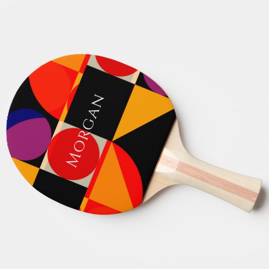 Geometrisches Design, Name, Rot-Schwarz-Orange Lil Tischtennis Schläger (Seitenansicht)