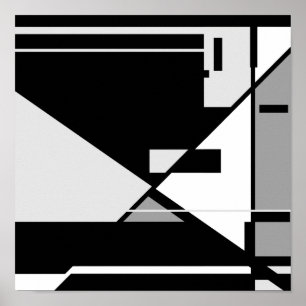 Geometrisches Design von Schwarz-Weiß "Sitting Man Poster