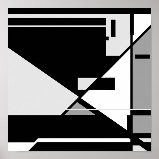 Geometrisches Design von Schwarz-Weiß "Sitting Man Poster (Vorne)