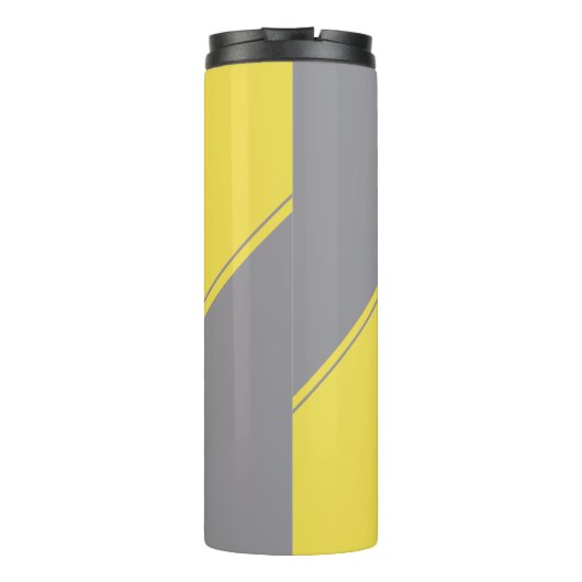 Geometrisches Diagonal, grau gelb Thermosbecher (Rückseite)