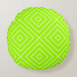 Geometrisches Diamant-Muster Lime Green Round Pill Rundes Kissen