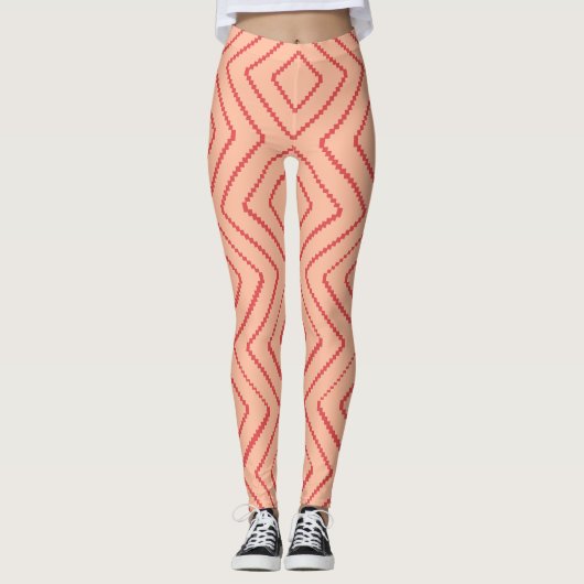 Geometrisches Diamantmuster - fett rotes Design Leggings (Vorderseite)