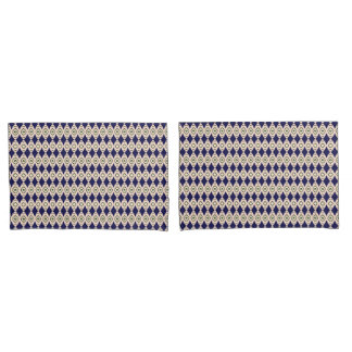 Geometrisches Diamantmuster in Navy Blue & Beige Kissenbezug