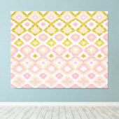 Geometrisches Diamantmuster in Rosa und Olivgrün Leinwanddruck (Insitu (Holzboden))