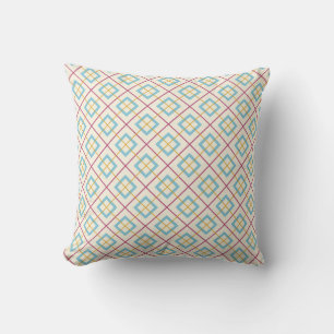 Geometrisches Diamantmuster Pastellrosa und Blau Kissen