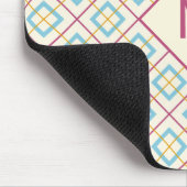 Geometrisches Diamantmuster Pastellrosa und Blau Mousepad (Ecke)
