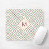 Geometrisches Diamantmuster Pastellrosa und Blau Mousepad (Mit Mouse)