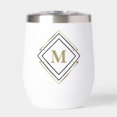 Geometrisches Diamantrahmenmonogramm Schwarz/Gold- (Vorderseite)